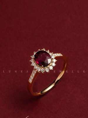 Rose Majesty S925 Silver Plated 18K Gold Retro Ruby Women's Sterling Silver Ring Refined HME