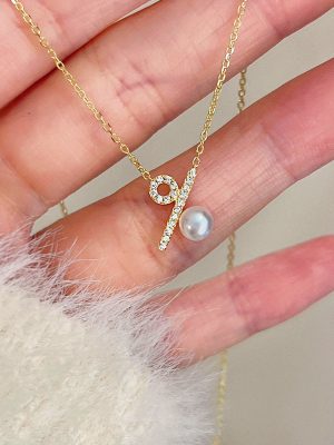 S925 Sterling Silver 14K Gold Plated 100 Love Symbol Necklace Female Shell Beads Pearl Ins Light Luxury Superior Clavicle Chain