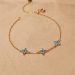 French Blue 925 Sterling Silver Plated 18K Gold Flower Four-leaf Clover Bracelet High-grade Women Light Luxury Romantic Women
