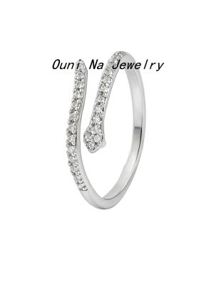 S925 Sterling Silver Plated 14K Gold Snake Ring Women's Design Diamond Light Luxury Exquisite Fashion Open Ring Ouni Na