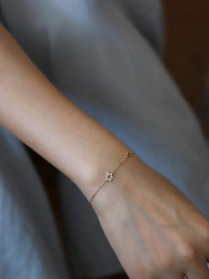 S925 Sterling Silver 14K Gold Plated Bracelet Women's Classic Six-pointed Star Ins Style Simple All-match Hand Jewelry