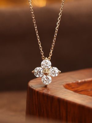 Shining Star ~ S925 Silver Plated 18K Gold Lucky Four-leaf Clover Light Luxury Necklace Fashion High Clavicle Chain