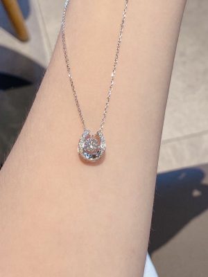 Beating Heart S925 Silver Plated 18K Gold Horseshoe U-Shaped Diamond Glittering Constantly Giving Birthday Necklace Clavicle Chain