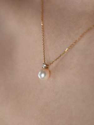 Simple Classic 925 Sterling Silver Plated 18K Gold Entry Luxury High-grade Shell Bead Pearl Pendant Necklace Women's Minimalist Clavicle Chain