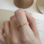 S925 Sterling Silver Gold Plated Diamond Geometric Opening Ring Women's Design Plain Ring High-grade Light Luxury Ring Tail Ring Ouni Na