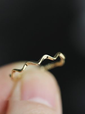 Very fine plate wavy 925 sterling silver 18K gold plated ring slim all-match fashionable novel stacked tail ring for women