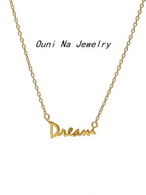S925 Sterling Silver Plated 14K Gold Letter Necklace Women's Design All-match Exquisite Clavicle Chain Ouni Na