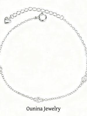 S925 Sterling Silver Plated 14K Gold Zircon Small Disc Diamond Bracelet Women's Japanese All-match Light Luxury Fine Bracelet Ouni Na