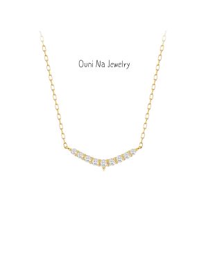 Japanese and Korean Style S925 Sterling Silver Plated 14K Gold Micro-inlaid Zircon Necklace Women's Fashionable Personalized All-match Light Luxury Clavicle Chain Ouni Na