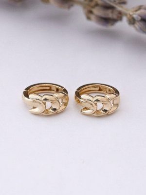 S925 Sterling Silver Plated 18K Gold Simple Chain Ear Ring Earrings Women's Fashionable All-Match Small Ring Ear Buckle HME