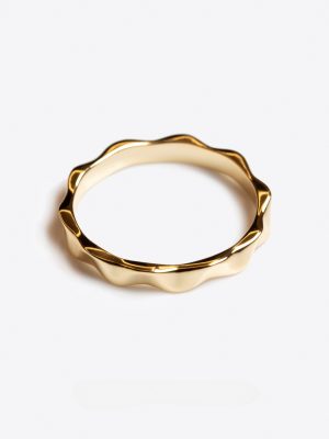 S925 Silver Plated 18K Gold Ripple Ring Bamboo Shaped Simple Ins Style HME