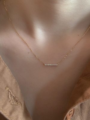 S925 Sterling Silver Plated 14K Gold Rai Diamond Necklace Women's Simple Smiling Clavicle Chain Nickel Free Silver Ouni Na