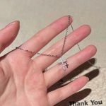 Double Cross 925 Sterling Silver Plated Platinum Inlaid Zircon Necklace Entry Luxury Design Clavicle Chain Ins Sweet