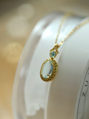 S925 Sterling Silver Necklace French Entry Luxury Vintage vintage Clavicle Chain Medusa Metopa Gemstone Palace Style