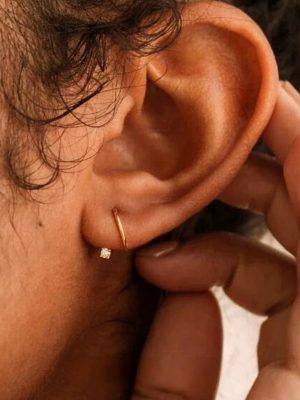 S925 Sterling Silver Gold Plated Rear Hanging Earrings Women's Design All-match Earrings Fashion Commuter Earrings Ouni Na