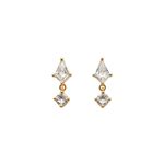 S925 Sterling Silver Plated 14K Gold Diamond Zircon Earrings Women's Light Luxury High-end All-match Commuter Earrings Simple Ouni Na