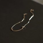 Sterling Silver Plated 14K Gold Cross Bracelet Women's Slim Simple Design Exquisite Ins Style Ouni Na