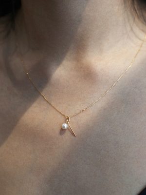 S925 Sterling Silver K-gold Plated Single Pearl Necklace Stacked Elegant Gentle Simple Women's Pendant Clavicle Chain