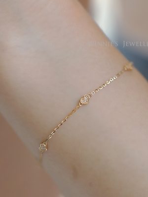 S925 sterling silver gold-plated bracelet hollow smooth love simple temperament compact bracelet female HME