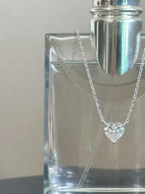 Clear ~ S925 Silver Gold Plated Heart Pendant Necklace Accessories Advanced Simple Single Diamond Clavicle Chain Adjustable HME