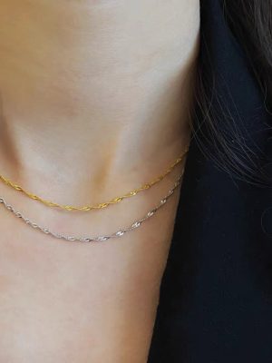S925 sterling silver water wave chain Korean style light luxury fine water wave element necklace with chain versatile design clavicle chain