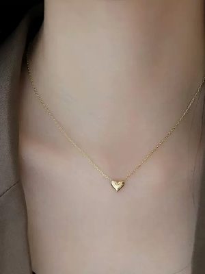 Advanced Entry Luxury 925 Sterling Silver Plated 18K Gold Love Necklace French Simple Elegant Classic Heart-Shaped Pendant Collarbone Chain