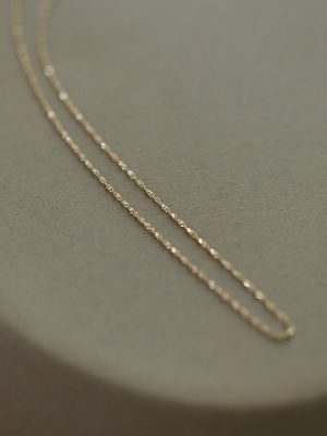 S925 Sterling Silver Plated 14K Gold Shining Twisted Flower Exquisite Fine Flash Water Wave Adjustable Plain Chain Necklace Clavicle Chain All-match HME