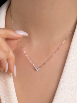 S925 Sterling Silver All-match Diamond Love Necklace Women's Simple Heart-shaped Light Luxury Diamond Stacked Collarbone Chain Wholesale