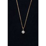 S925 Sterling Silver Plated 14K Gold Classic Four Claw Single Diamond Necklace Simple Small and Exquisite Pendant Clavicle Chain Female HME