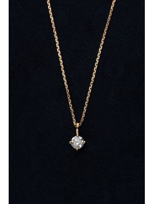 S925 Sterling Silver Plated 14K Gold Classic Four Claw Single Diamond Necklace Simple Small and Exquisite Pendant Clavicle Chain Female HME