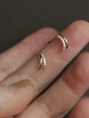 925 Sterling Silver Plated 18K Gold Simple Arc Double Layer Earrings Micro-inlaid Zircon Fresh All-match Cold Style Earrings