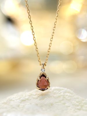 S925 Sterling Silver Set with Japanese Water Drops Garnet Necklace Women's Seiko Light Luxury Fashion All-match Clavicle Chain for Gift