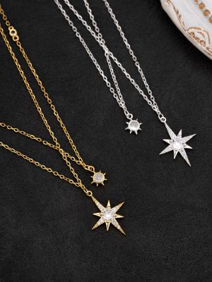 S925 Sterling Silver Flash Diamond Bamang Star Double-layer Tassel Necklace Women's Light Luxury Elegant All-match Stacked Clavicle Chain