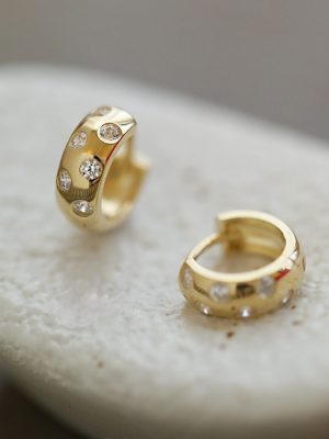 Bubble ~ Circle Ear Ring S925 Sterling Silver Plated 18K Gold Glitter Zircon Elegant Earrings Ear Buckle Stacked Fashionable Earrings