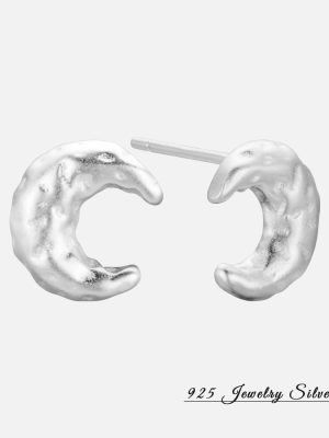 Korean fashion irregular texture texture moon earrings 925 sterling silver simple moon earrings earrings wholesale