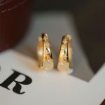 925 Silver Plated 18K Gold Gleaming Ear Ring Ear Buckle Simple Joker Artistic Creative Design Zircon Earrings for Women