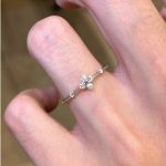 Japanese Flash Mini Point Diamond Four-leaf Clover Ring Women's S925 Sterling Silver Champagne Gold High-grade Fine Ring Tail Ring