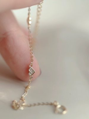Japanese S925 Sterling Silver Plated 14K Gold Set Diamond Bracelet Women's Three Small Love Simple Light Luxury All-Match Plain Chain Ouni Na