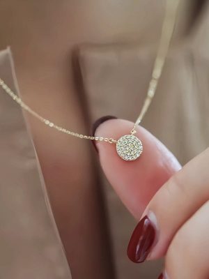 S925 Sterling Silver Plated 14K Gold Inlaid Star Round Necklace Women's French Romantic Light Luxury High Fashion Clavicle Chain