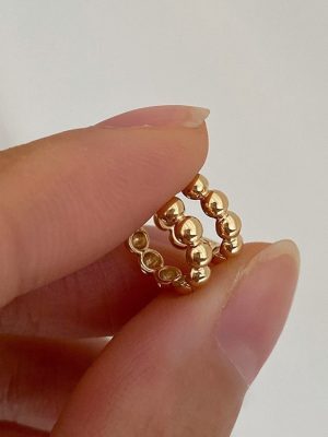 S925 Sterling Silver Plated 18K Gold Beads Small Ear Buckle Elegant Commuter All-match Ins Style Simple Female HME