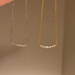 S925 Sterling Silver Plated 14K Gold Smile Necklace Women's High-grade Super Flash Elegant Light Luxury Design Clavicle Chain Ouni Na