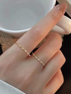 Rai Diamond Opening Ring Women's S925 Sterling Silver Plated 14K Gold Entry Luxury High-end Korean Elegant Fashion Ring Ouni Na