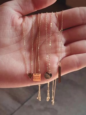 Good Luck ~ S925 Sterling Silver Plated 18K Gold Square Letter Pendant Necklace Advanced Clavicle Chain Accessories Female HME
