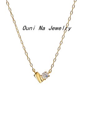 Minimalist Design S925 Sterling Silver Plated 14K Gold Love Diamond Necklace Japanese Style Light Luxury All-match Clavicle Chain Female Ouni Na