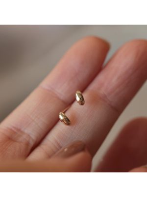 Mini Small Gold Bean S925 Silver Plated 14K Gold Surface Oval Mini Simple Sterling Silver Earrings Ins Wind HME