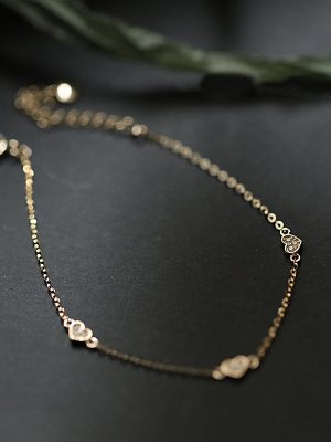 S925 Sterling Silver Plated 14K Gold Super Flash Fine Bracelet Women's Three Small Love Simple All-match ins Small Fresh Gift