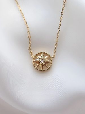 S925 Sterling Silver Plated 16K Gold Simple Eight Mang Star Necklace Women's Design Light Luxury High-grade All-match Clavicle Chain