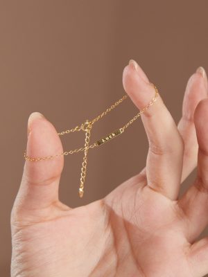 S925 Sterling Silver Plated 14K Gold Luck Bracelet Simple and Exquisite Square Brand English Letter Lucky Light Luxury Jewelry for Women Ouni Na