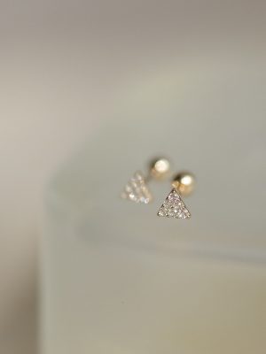 Dangerous Relationship ~ s925 Silver Plated 14k Gold Joker Mini Triangular Full Diamond Screw Sterling Silver Ear Nail Ear Bone Nail HME