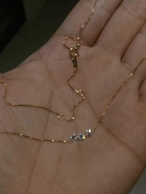 S925 Sterling Silver Plated 18K Gold Flash Diamond Thin Snake Bone Gold Necklace Elegant Clavicle Chain Exquisite Light Luxury Simple HME